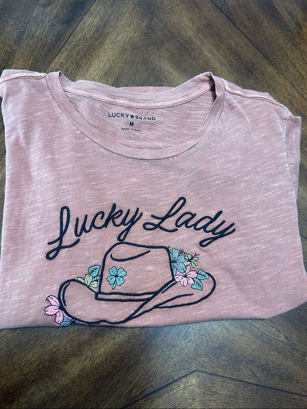 Lucky Brand Copper Brown 'Lucky Lady' Graphic Short Sleeve Tee